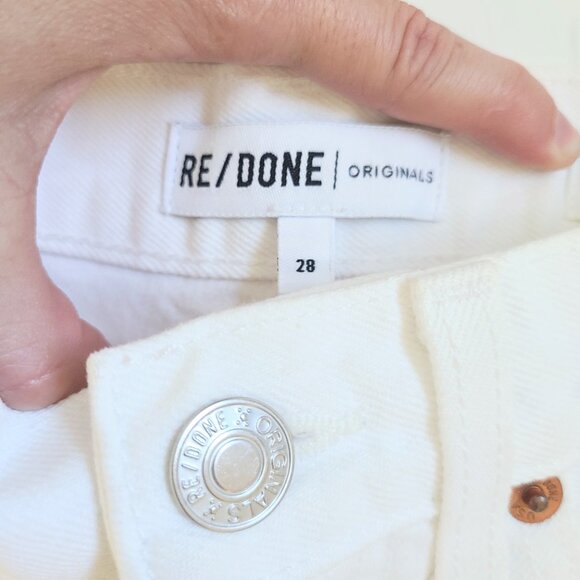 RE/DONE Originals Cutoff Ultra High Rise White Denim The Short Jean Shorts 28 - Picture 6 of 14